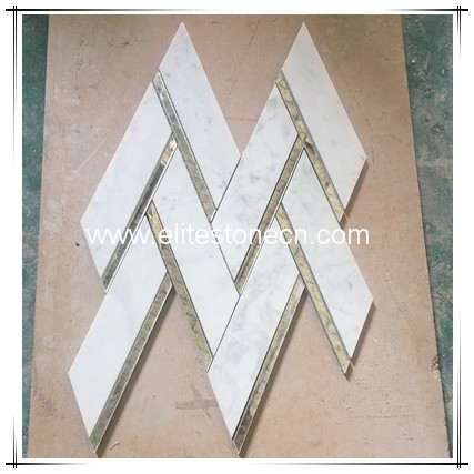 ES-C54 Cheap carrara chevron marble bathroom floor tile mosaic