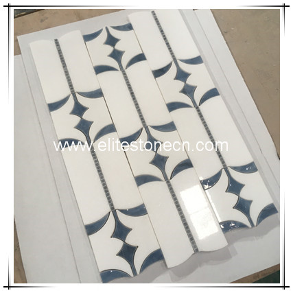 ES-T43 thassos white marble water jet mosaic for backsplash tile