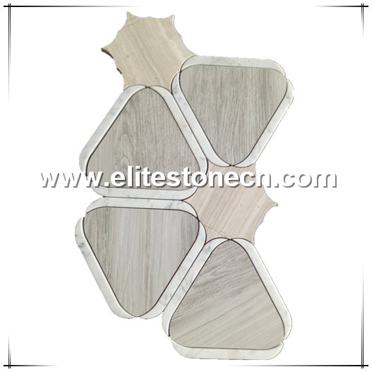 ES-W66 High Quality wood marble flower design mosaic from china suplier