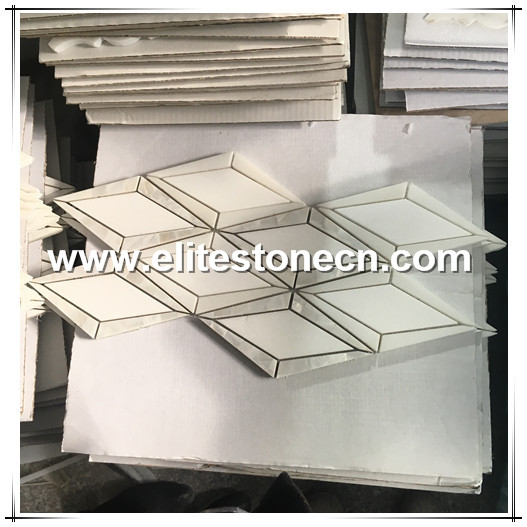 ES-W77 Greek white thassos with shell mosaic tile home decoration