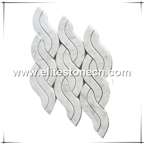 ES-W84 waterjet cutting white bianco carrara marble mosaic tile