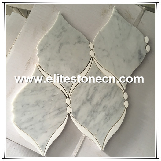 ES-W89 Leaf shaped bathroom decor carrara waterjet mosaic