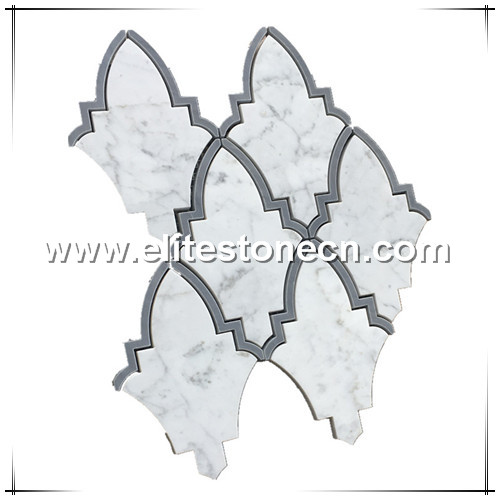 ES-W93 White polished leaf design irregular shape marble mosaics living room wall tiles