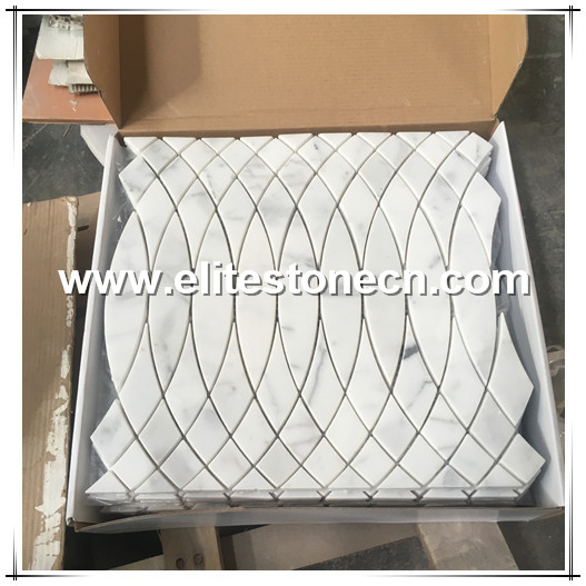 ES-W92 Carrara white marble mosaic waterjet