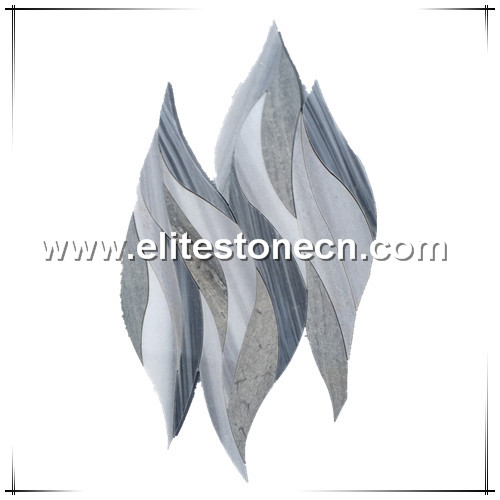 ES-W47 Grey Marble Stone Moroccan Leaf Waterjet Mosaic
