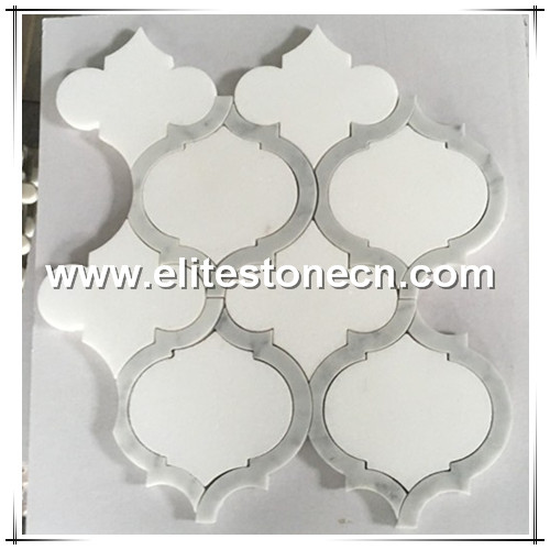 ES-W48 Italy polished carrara white lantern pattern water jet marble mosaic for flooring tile