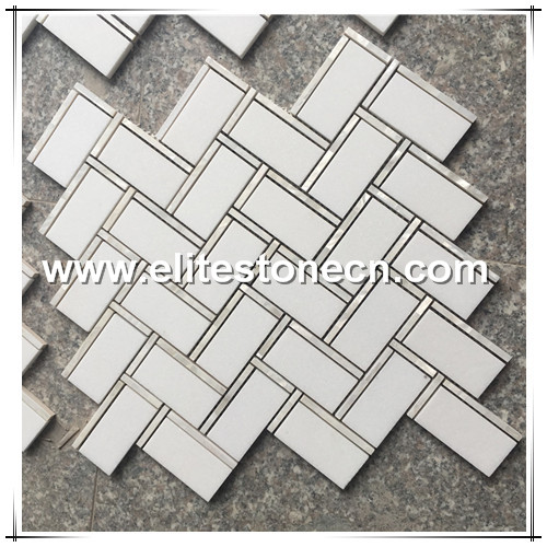 ES-W49 mother pearl of shell mix marble waterjet tile herringbone mosaic