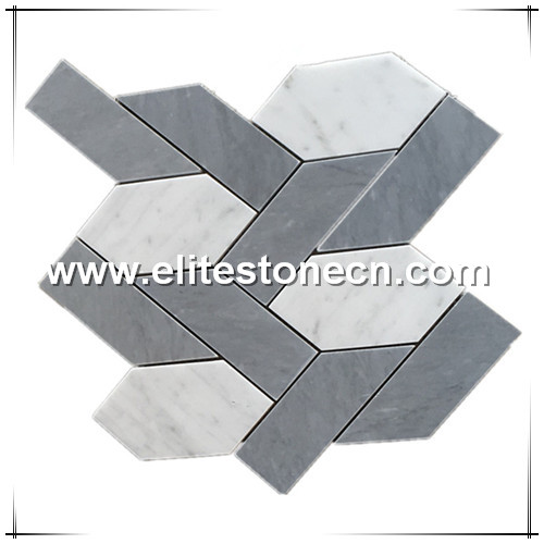ES-W53 Grey Mosaic Waterjet Cutting Marble Tile Backsplash Kitchen