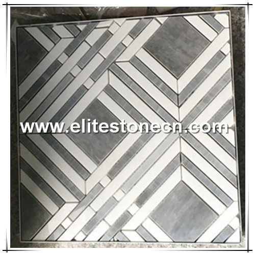 ES-W134 white and grey marble waterjet mosaic
