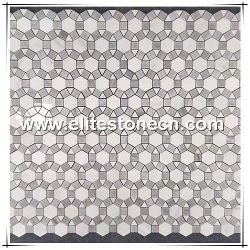 ES-W137  mixed color nature stone hexagon mosaic tile for kitchen and bathroom decor
