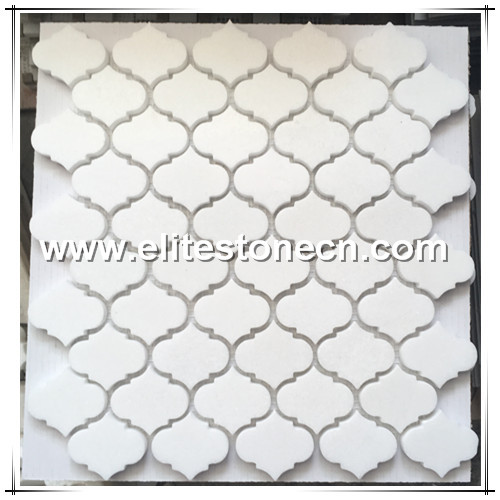 ES-T06 Greece Thassos White Marble Arabesque Lantern Mosaic Tile For Bathroom