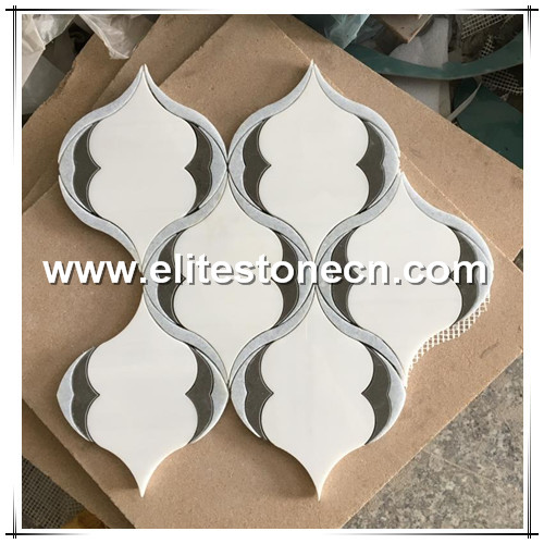 ES-W140 Factory Direct Sales Thassos White Lantern Water Jet Marble Mosaic
