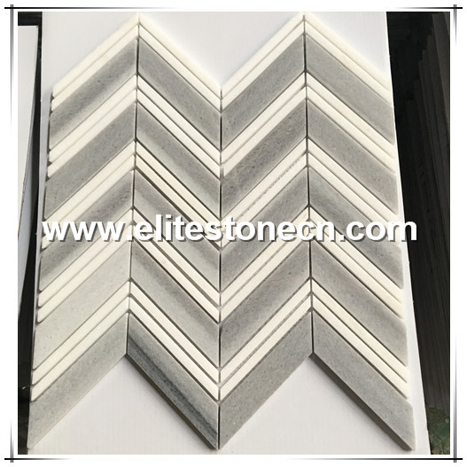 ES-R06 Marmala White Chevron Pattern Marble Backsplash Tile