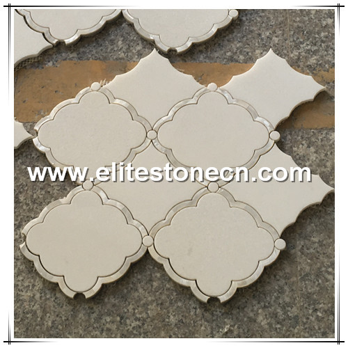 ES-W133 Pure White Marble Shell Flower Pattern Water Jet Mosaic Design
