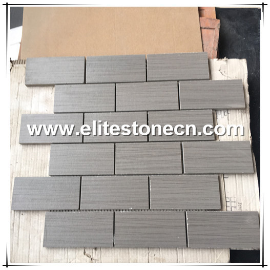 ES-R10  Chinese Wooden Grey Brick Mosaic Backsplash Wall Tile