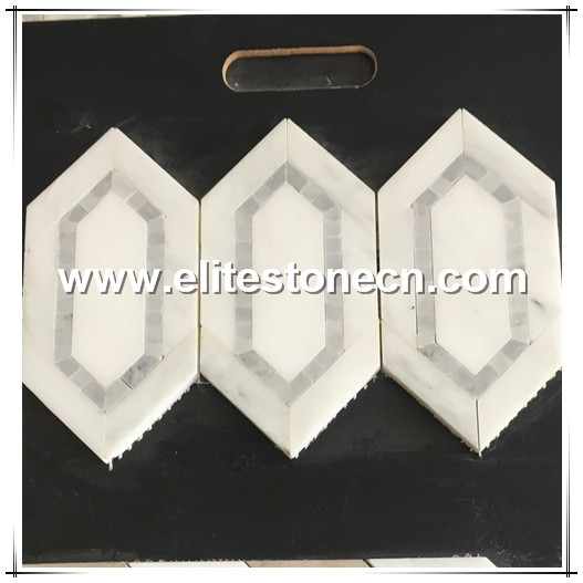 ES-W156 Natural Stone Mosaic Tile for wall decoraction waterjet Hexagon shape mosaic