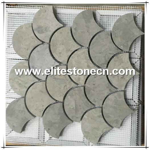 ES-R14 grey fish scale mosaic stone tile for home decoration