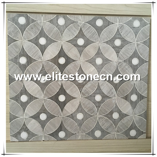 ES-W161 Good Quality Chinese Wooden White Grain Marble Waterjet Mosaic Tiles