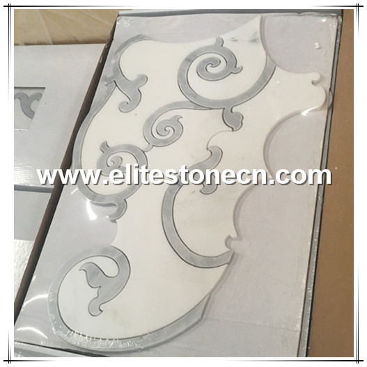 ES-W99 water jet mosaic marble floor tile floral mosaic