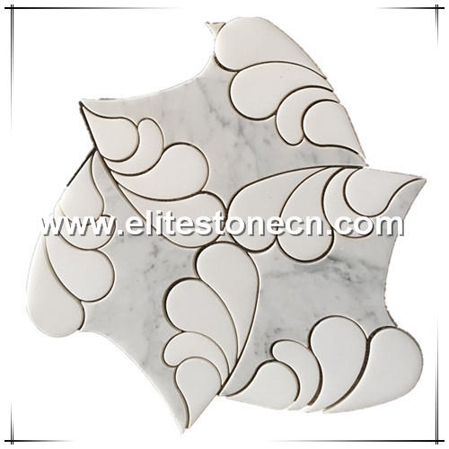 ES-W103 Carrara mosaic backsplash tile ideas waterjet mosaic pattern