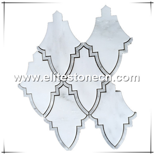 ES-W104 Leaf shaped bathroom decor carrara waterjet mosaic