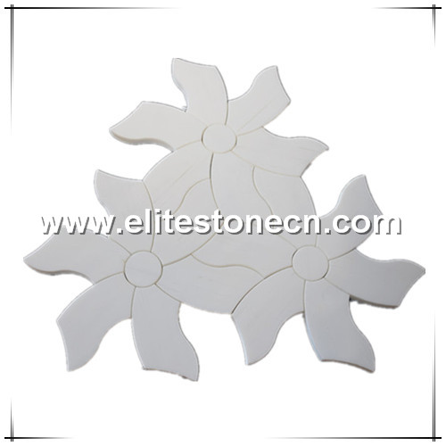 ES-W115 Pure white marble thassos flower shaped mosaic tile for interior project
