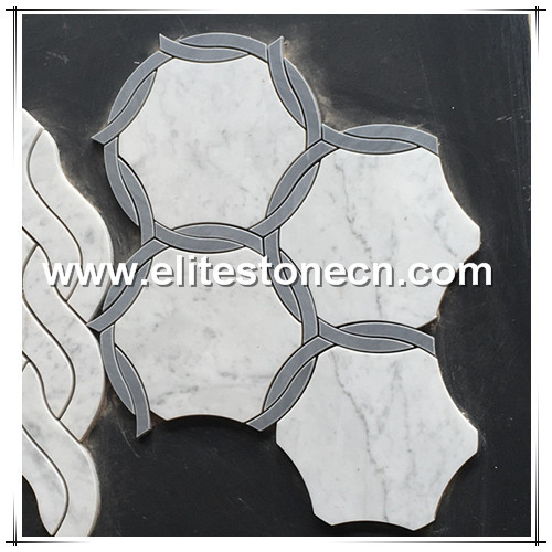 ES-W167 carrara marble waterjet round pattern mosaic tile