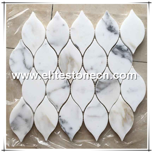 ES-R50 polished Leaf Shape Volakas White Marble Mosaic