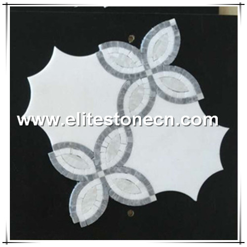 ES-W122 White Marble Waterjet Artistic Mosaic tile