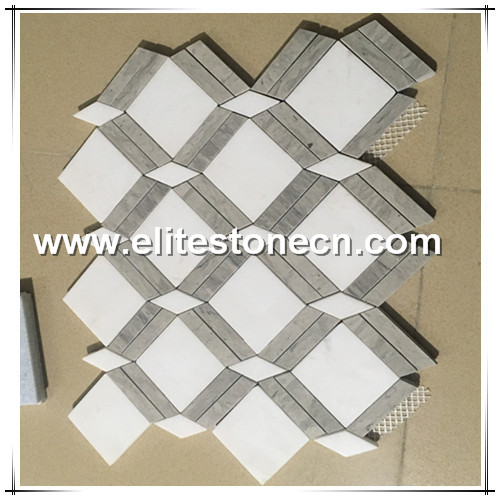 ES-W170 Popular Thassos White Marble Waterjet Mosaic Tile