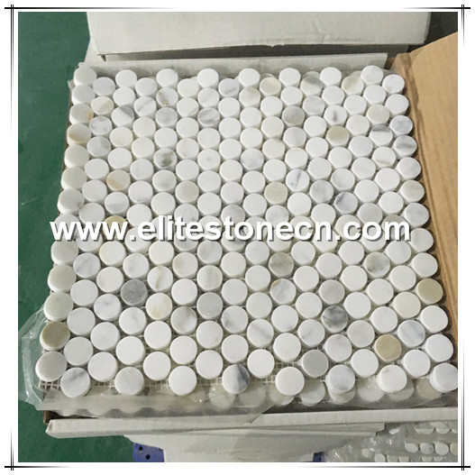 ES-G12 Calacatta Gold inch Penny Round Mosaic Tile Polished - Marble from Italy