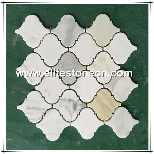 ES-G15 Calacatta Gold Grand Lantern Shaped Arabesque Baroque Mosaic Tile Honed - Marble from Italy