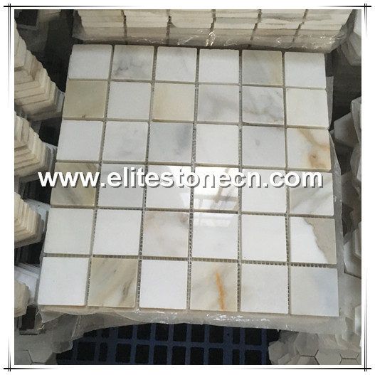 ES-G18 Calacatta Gold 2x2 Square Mosaic Tile Polished - Marble from Italy