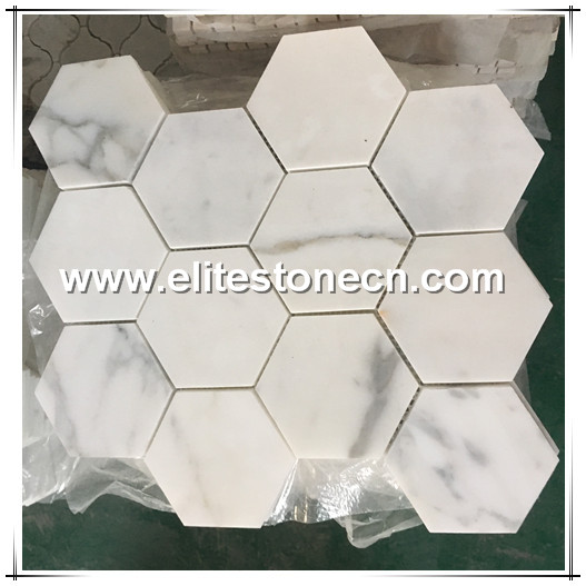 ES-G22 Calacatta Gold 4 inch Hexagon Mosaic Tile Polished - Marble from Italy