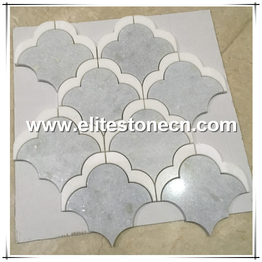 ES-W121 White mix Argentina Blue Water Jet White and Blue Marble Mosaic Tile for Wall