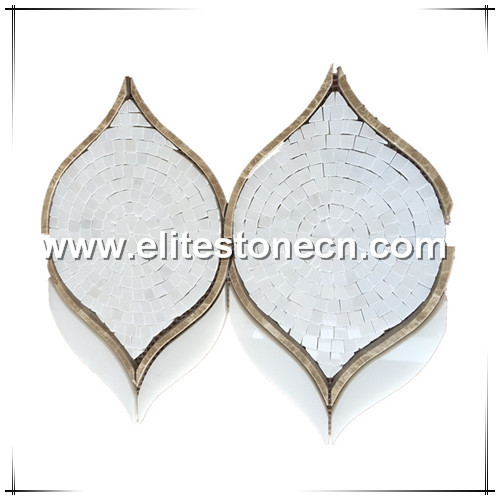 ES-W127 Custom leaf shape waterjet marble stone art kitchen mosaic tile