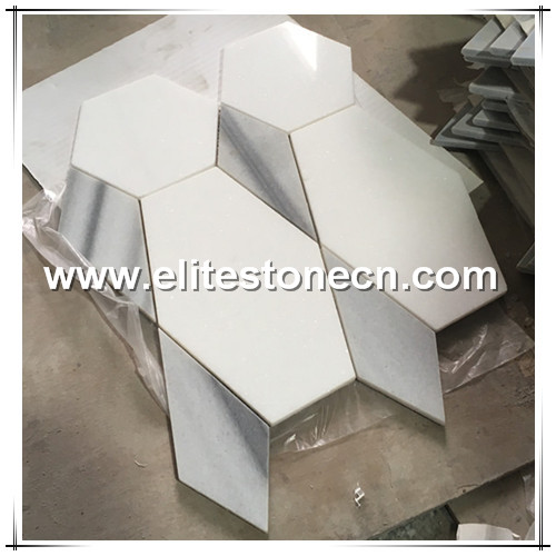 ES-W128 China Supplier hexagon waterjet marble mosaic with good price