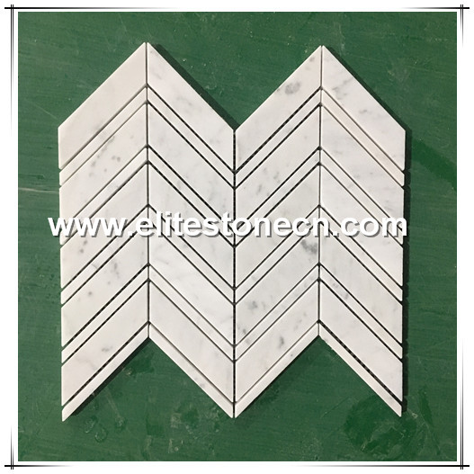 ES-C26 Carrara white marble chevron white mosaic tile for flooring