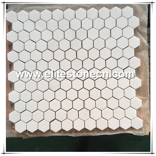 ES-T07 Thassos White 1 inch Hexagon Mosaic Tile Honed - Marble from Greece