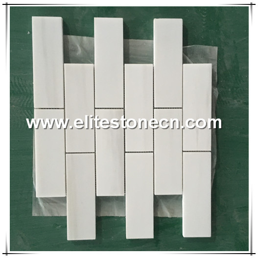 ES-D04 factory price Bianco Dolomite white marble brick shape mosaic tile for wall