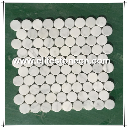 ES-C28 Penny round Bianco Carrara White marble stone mosaic for wall