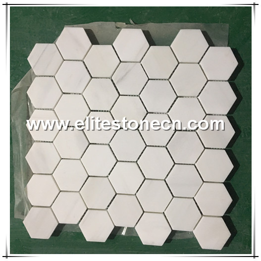 ES-D05 Hexagon mosaic stone Bianco Dolomite white marble Mosaic tile Kitchen and bathroom floor tile