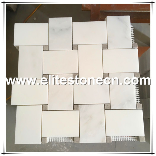 ES-O13 Bathroom tiles mosaic Large Piece china tile mosaic Basketweave white Carrara oriental white marble mosaic