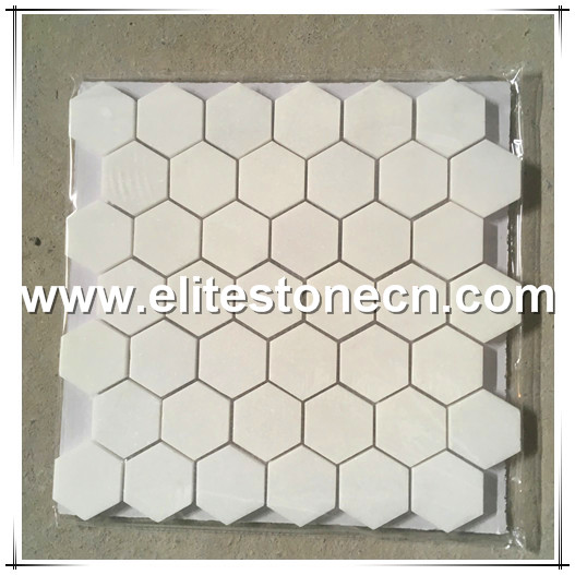 ES-T10 Thassos White 2 inch Hexagon Mosaic Tile Polished - Marble from Greece
