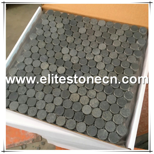 ES-R16 penny round black basalt mosaic for wall and floor