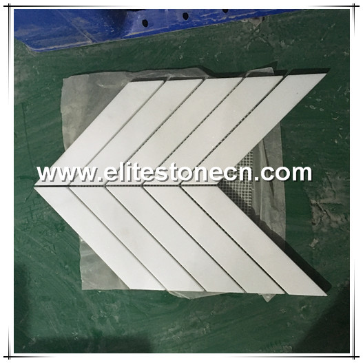 ES-T13 Greek thassos white marble mosaic chevron backsplash tile