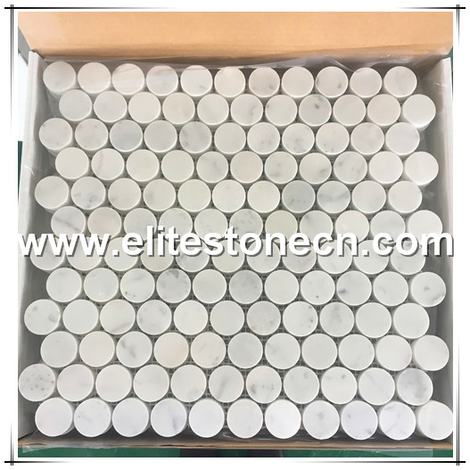 ES-C30 Factory direct sell Round Bianco Carrara White Marble Mosaic floor tiles