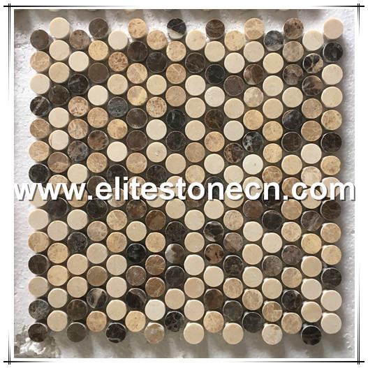 ES-R17 Crema Marfil Light Emperador Dark Emperador marble round shape mosaic