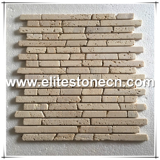 ES-R20 Strip shape natural travertine mosaic tile for wall decoration