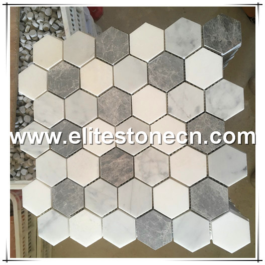 ES-R21 gray hexagon marble mosaic for bathroom and shower floor